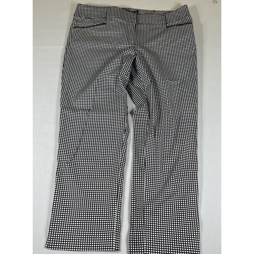 7th Avenue Design Studio Pants Womens 8 Black White Check Career Stretch